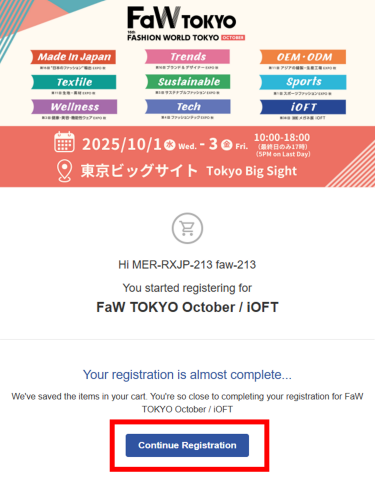 Continue your registration
