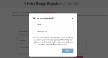 2. Choose who you are registering for and click "Next"
