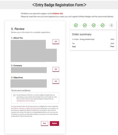  7. Please review the information you entered, read the Terms and Conditions, check the box to agree, and then click 'Register' to complete your registration.